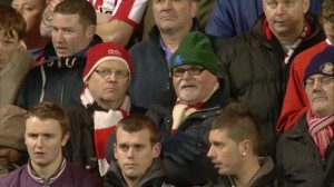 That's Sobs (left), with Sixer. the grim faces suggest they're watching the Lads