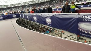 The temporary walkway over the athletics seating to get to our lower tier. Remind you of the grandiose Brian Moore stand at the Priestfield anyone?